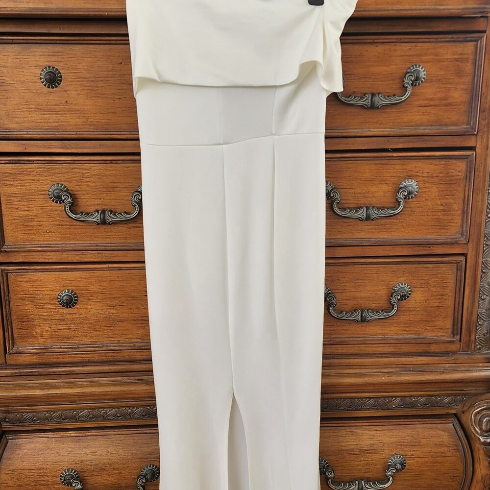 White Off The Shoulder One Sleeve Slit Dress